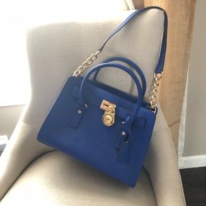 MICHAEL KORS Cobalt blue medium tote-gold hardware